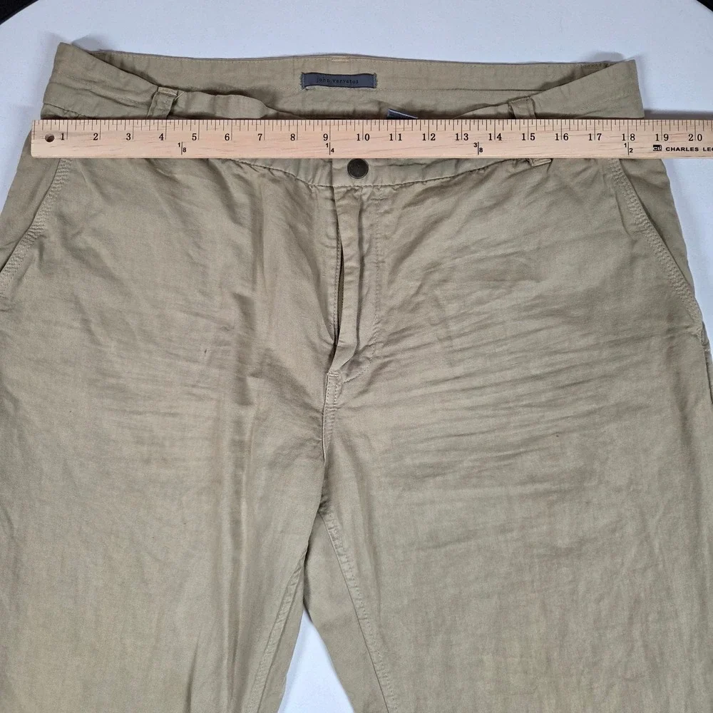 John Varvatos Tan Linen Cotton Straight Chino Pants Mens Size 54 EU 37 US Khaki
